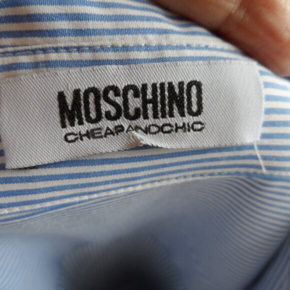 Moschino CheapandChic Blue Multi Cotton/Silk Pleated Dress Size US 4 - Picture 12 of 16